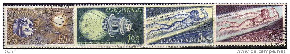 Raumfahrt 1961 Flug CSSR 1252/7,1263/4+4-Block O 19€ 1.Kosmonaut Gagarin Interplanetarische Venus-Station Space Bloc CSR - Collections, Lots & Series