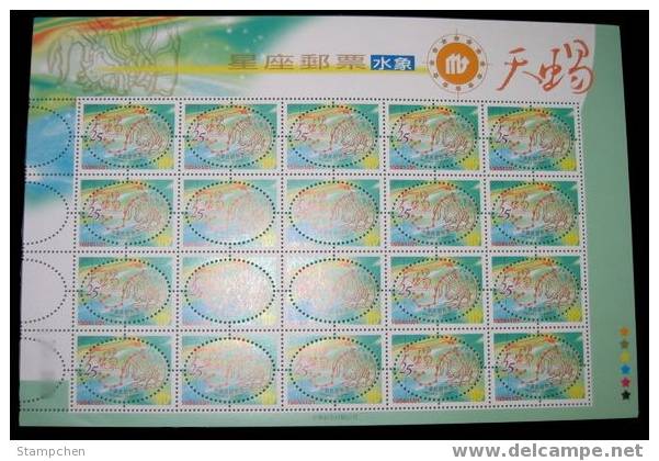 2001 Zodiac Stamps Sheet - Scorpio Of Water Sign - Astrology