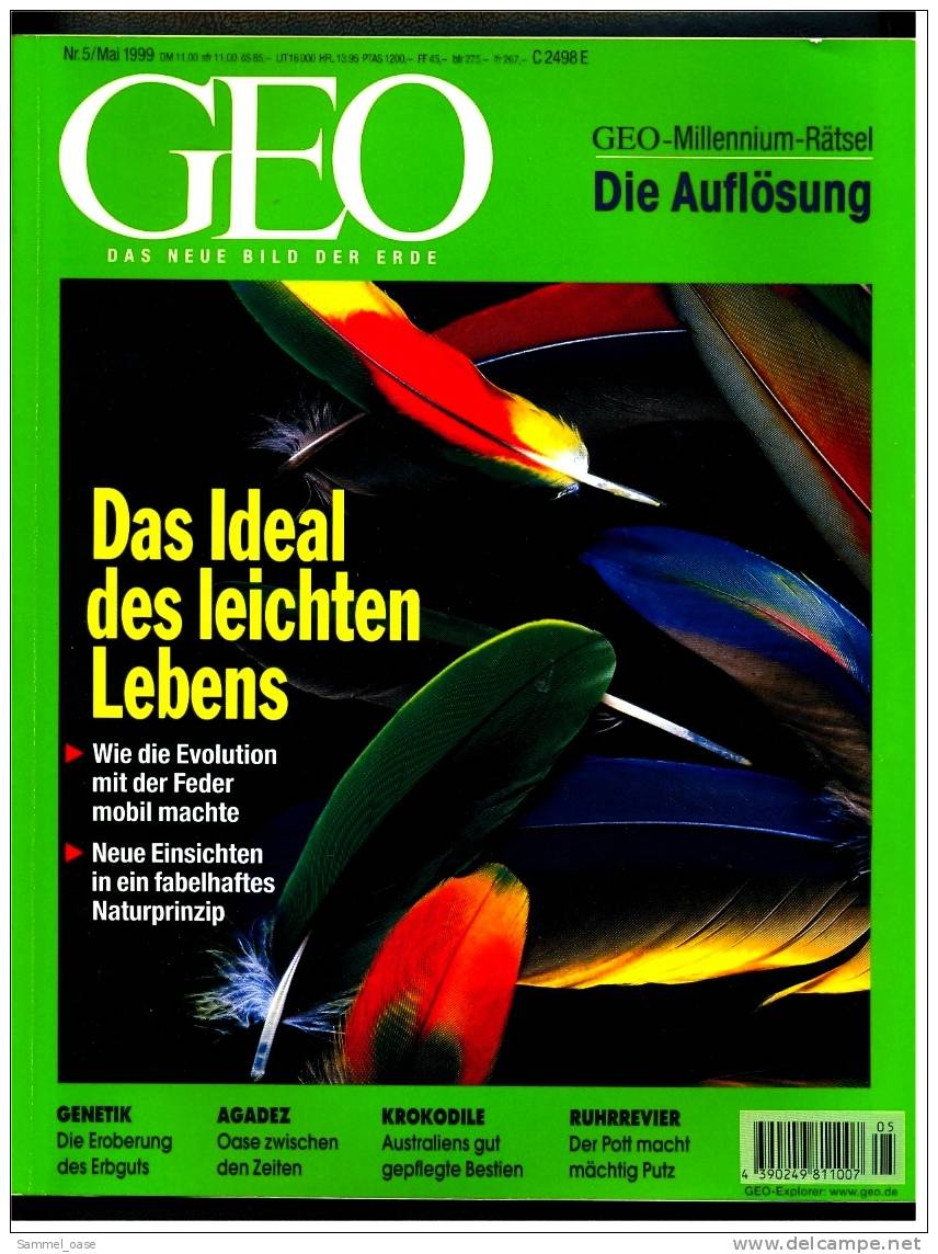 Geo Magazin  -  Nr.5  1999 :  Das Ideal Des Leichten Lebens  -  Die Evolution Der Feder - Sonstige & Ohne Zuordnung