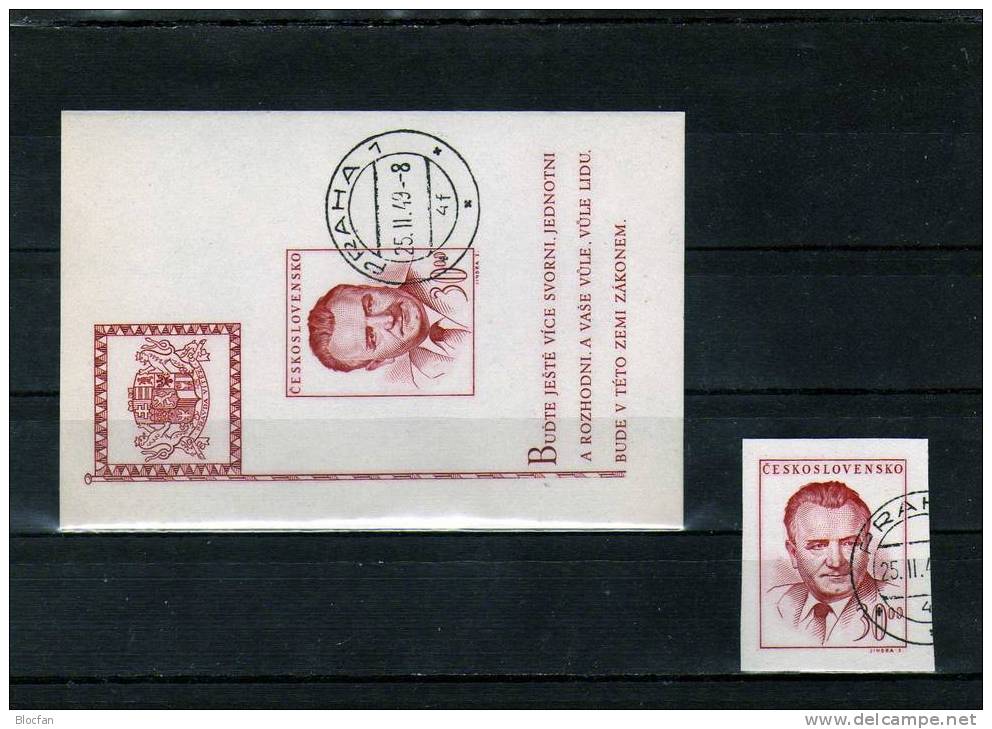 Präsidenten Block 1948 Klement Gottwald CSSR 556 B+Bl.10 O 10€ Porträt Staats-Präsident Ms Sheet Bf Tschechoslowakei CSR - Blocks & Sheetlets