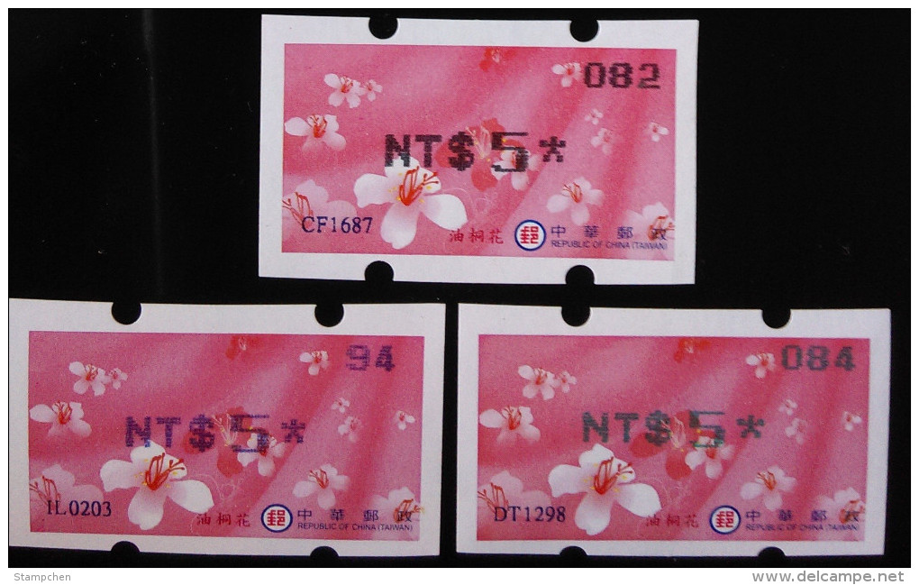 Complete 3 Colors 2009 ATM Frama Stamps- 2nd Blossoms Of Tung Tree - Flower Unusual - Timbres De Distributeurs [ATM]