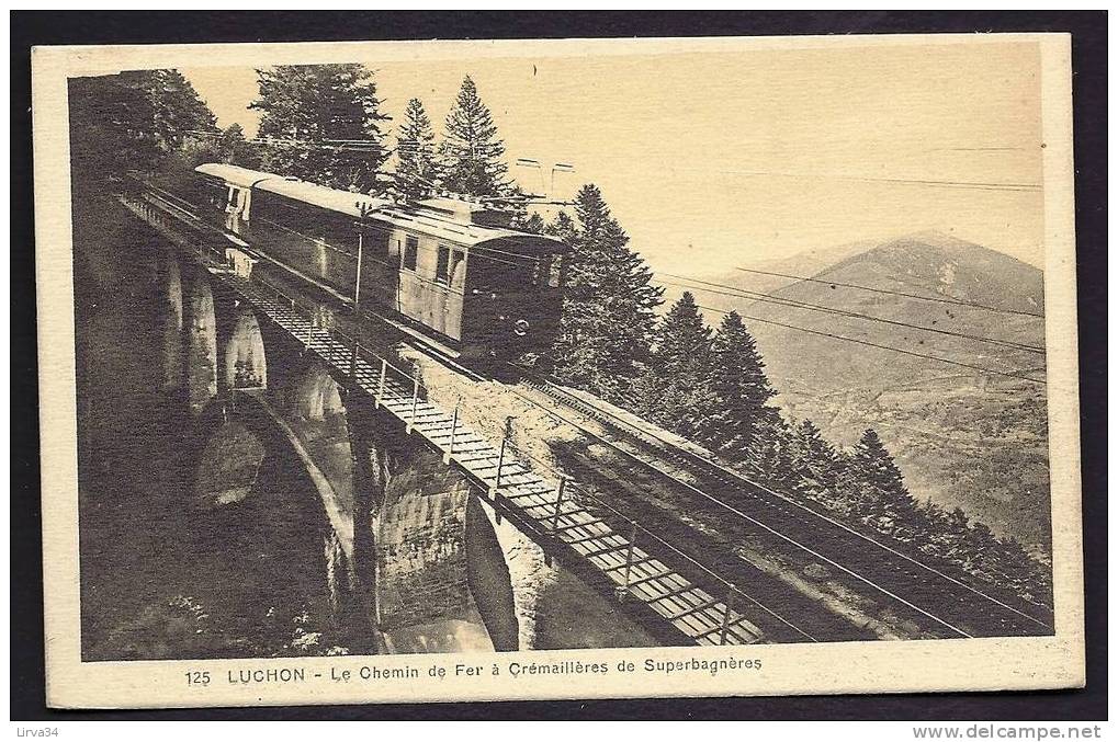 CPA  ANCIENNE- FRANCE- THEME : FUNICULAIRES- LUCHON (31)- CHEMIN DE FER A CREMAILLERES DE SUPERBAGNERES- PASSAGE DU PONT - Funicular Railway