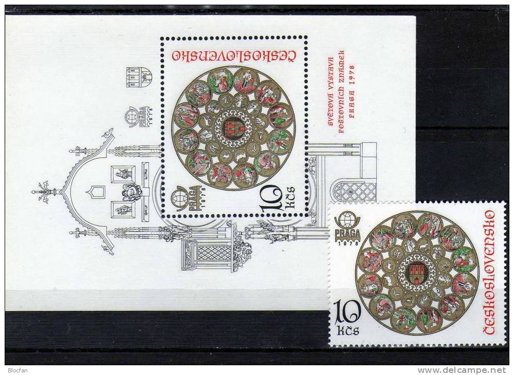 Tierkreiszeichen Der Prager Rathaus - Uhr CSSR 2456+ Block 35 ** 27€ Plus E-Karte, Rathaus - Uhr Mit Kalendarium - Blocs-feuillets