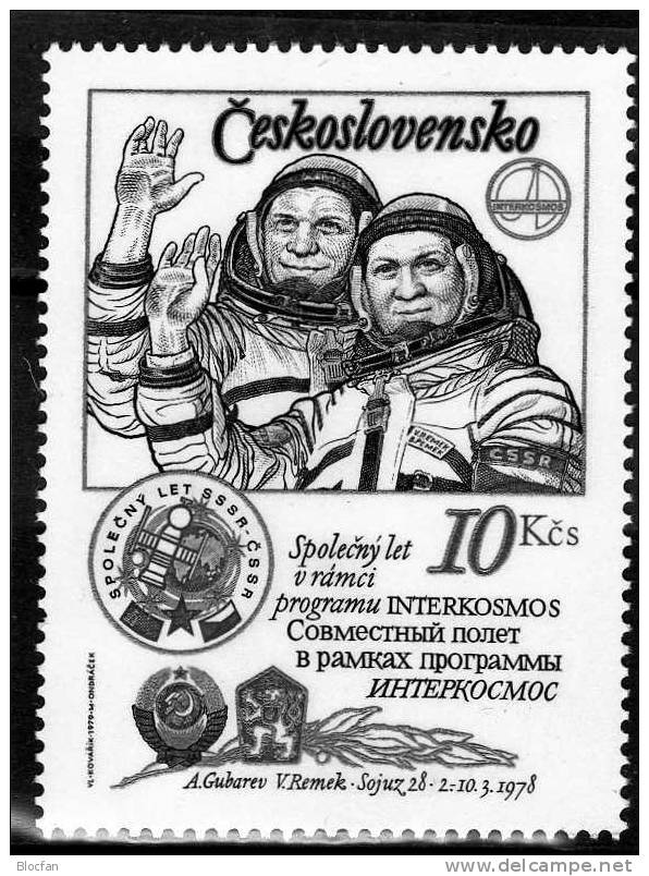Interkosmos Mit Der UdSSR 1. Kosmonauten - Flug Der CSSR 2493 I + Bl. 39 A ** 12€ Porträt Von A. Gubarow Und V. Remek - Blocks & Sheetlets