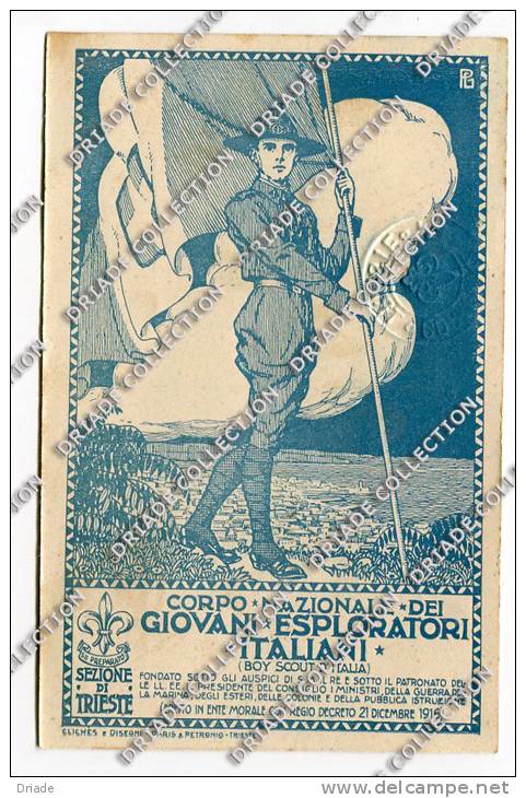 CARTOLINA LOTTERIA CORPO NAZIONALE DEI GIOVANI ESPLORATORI ITALIANI SCOUT SEZIONE TRIESTE ILLUSTRATORE PETRONIO GIUSEPPE - Scoutisme