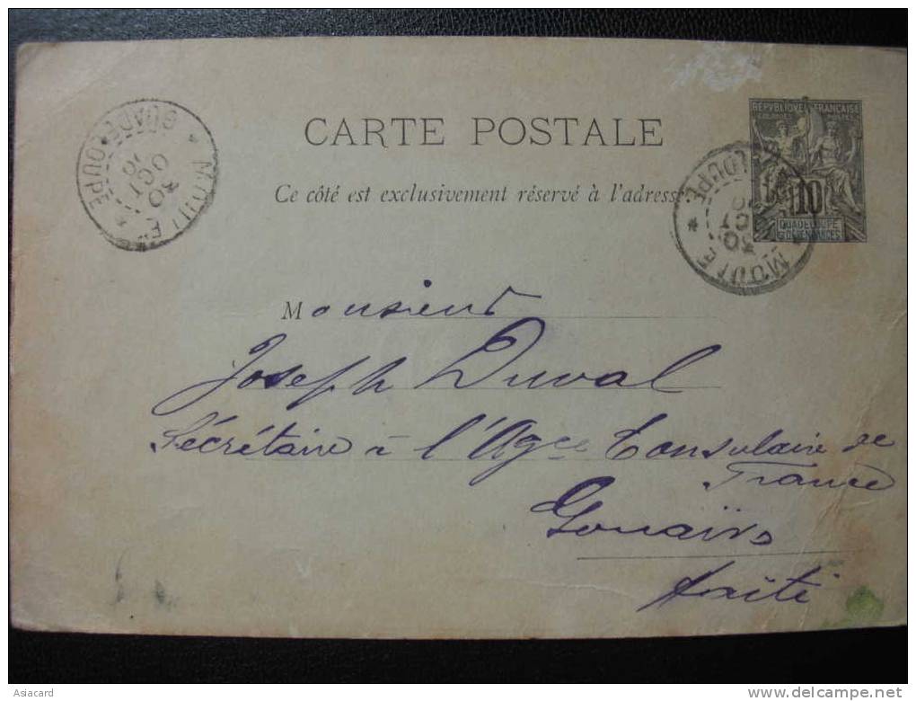 Entier Postal Voyagé Moule 1900 A Gonaives Port Au Prince Haiti Froissée - Other & Unclassified