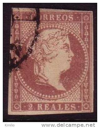Edifil 50 1856-9 2  Reales Violeta Sin Filigrana En Usado - Oblitérés