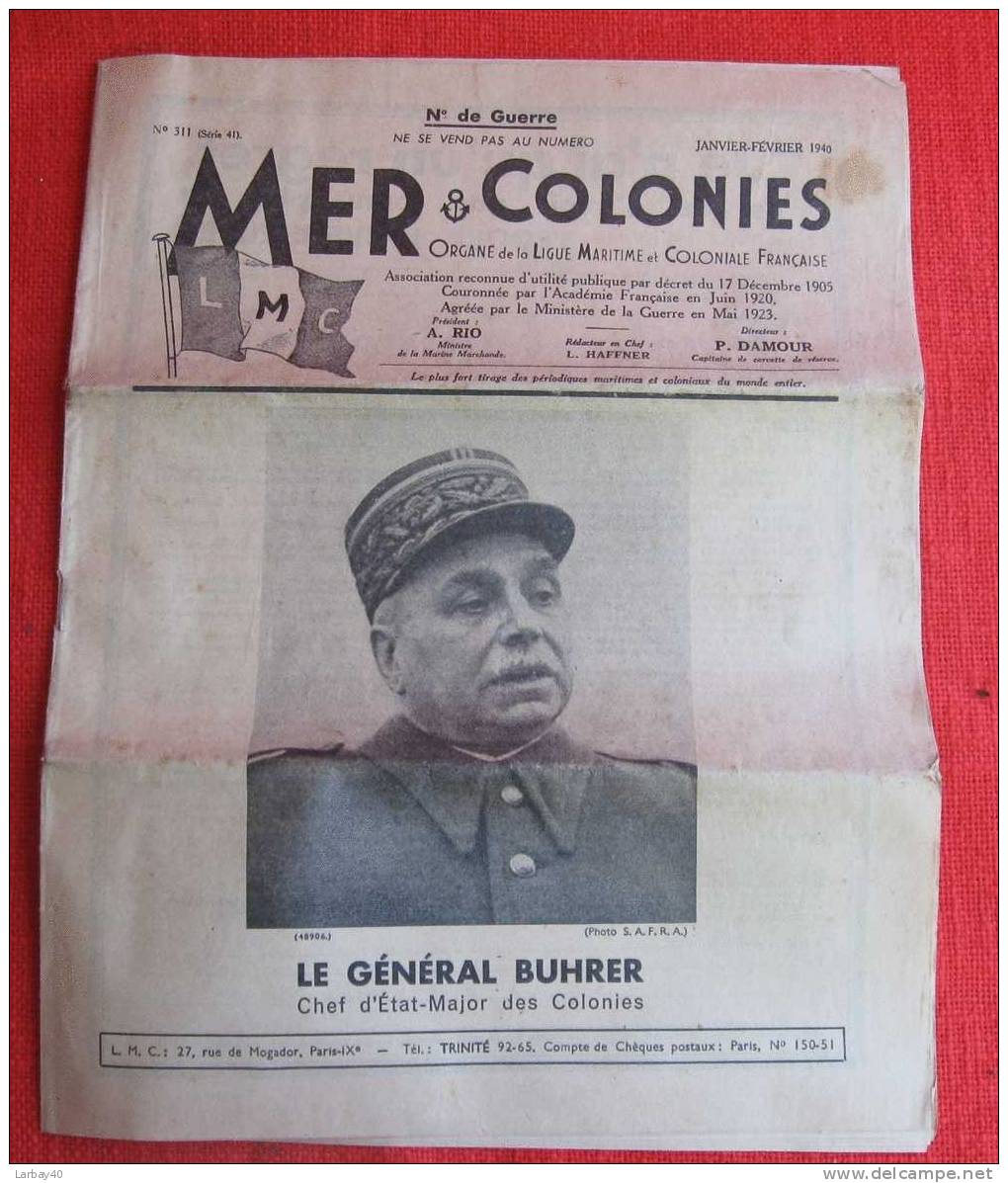 Mer  Et Colonies N° 311 - Janvier Fevrier 1940 - Francés