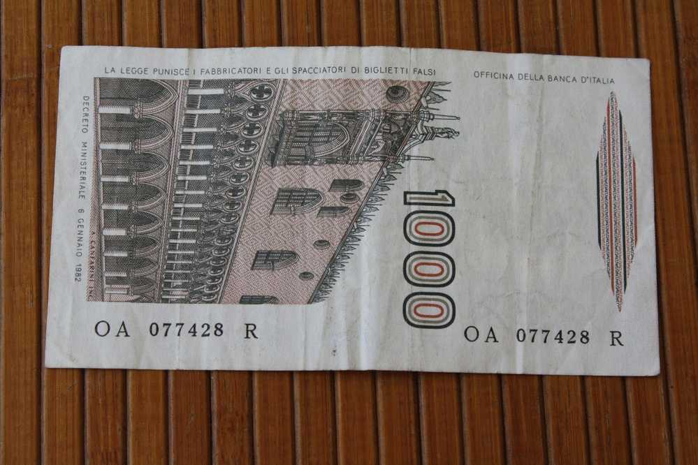 Billet De Banque -- Bank - Banco De ITALIA  1000 LIRES - 1000 Liras