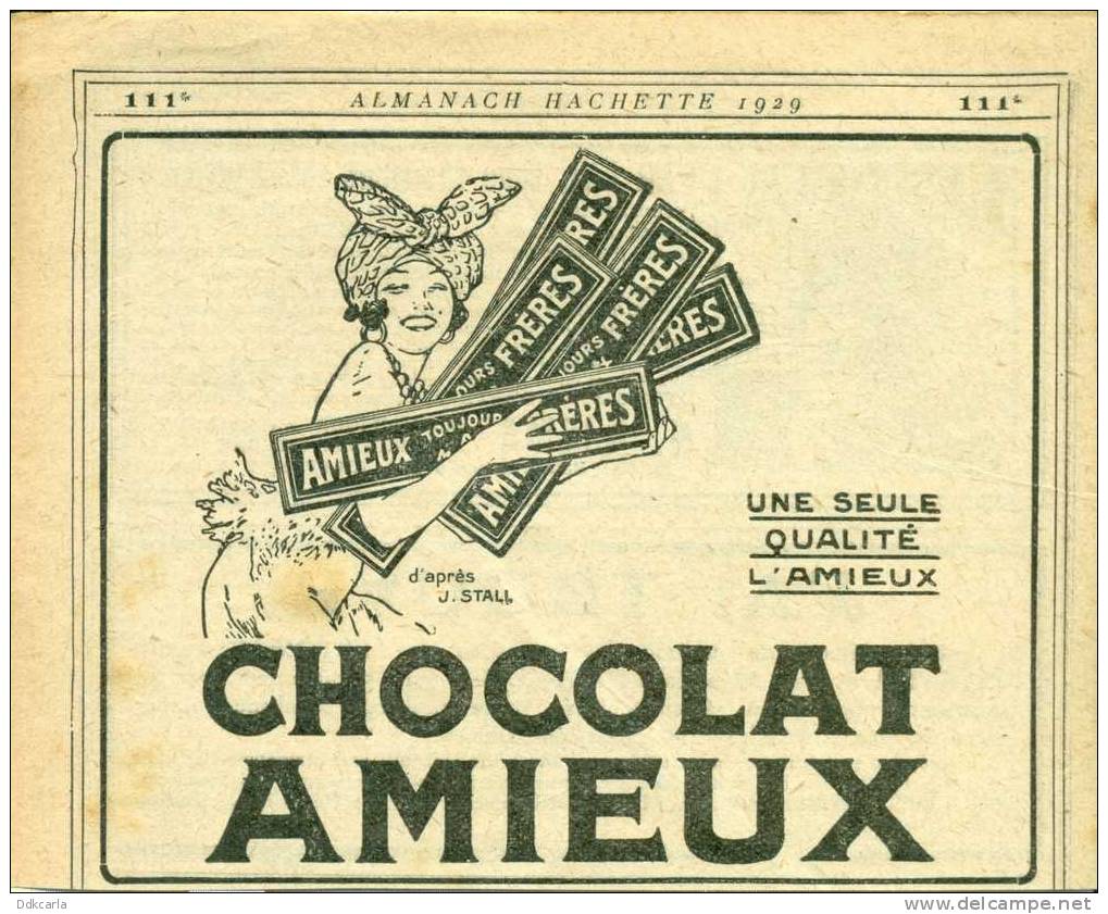 Reclame Uit Oude Almanach 1929 - Chocolat AMIEUX - Chocolat