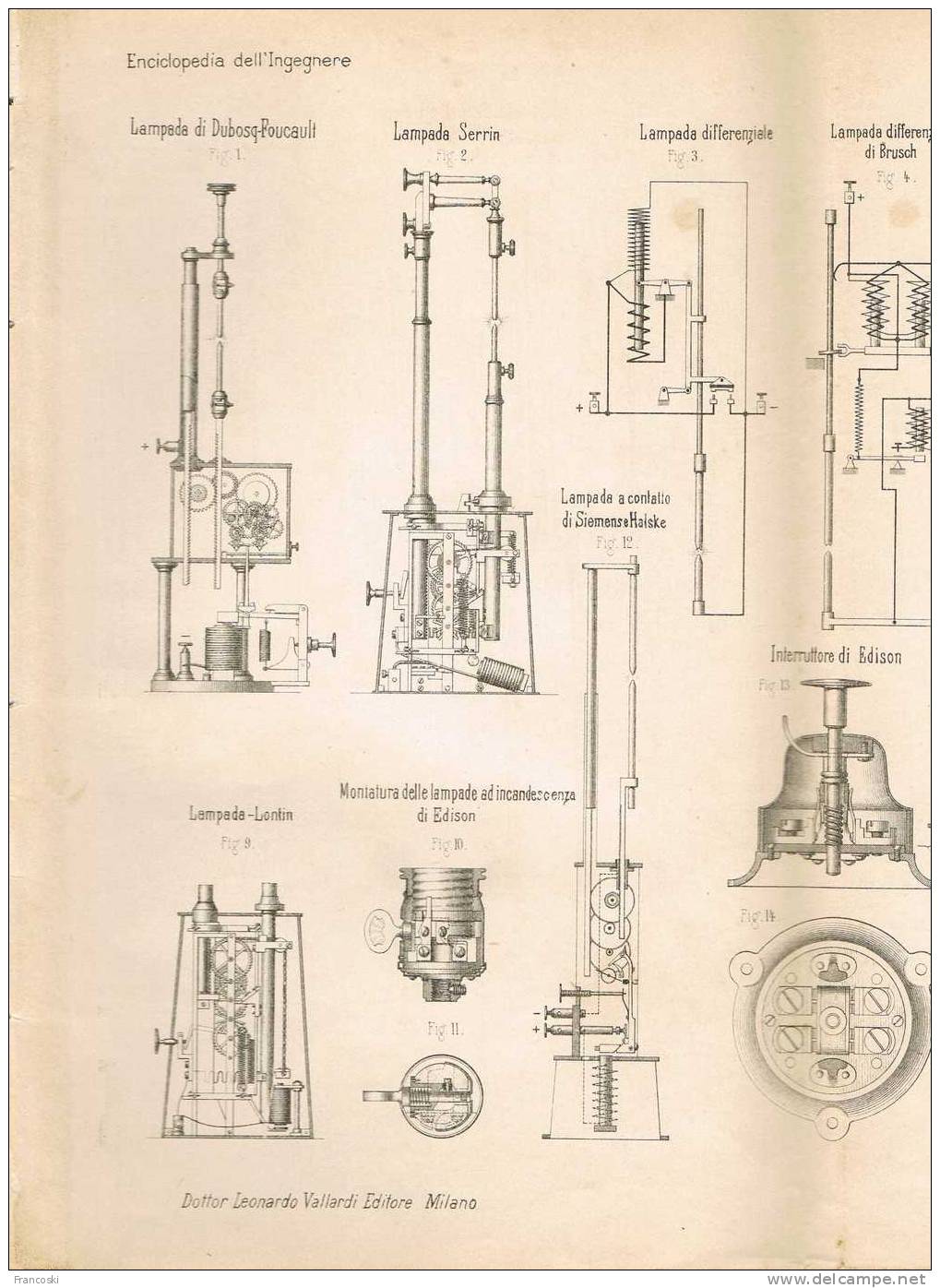 Lampade E Fanali Elettrici, Lampioni- LITHO 1894 - - Machines