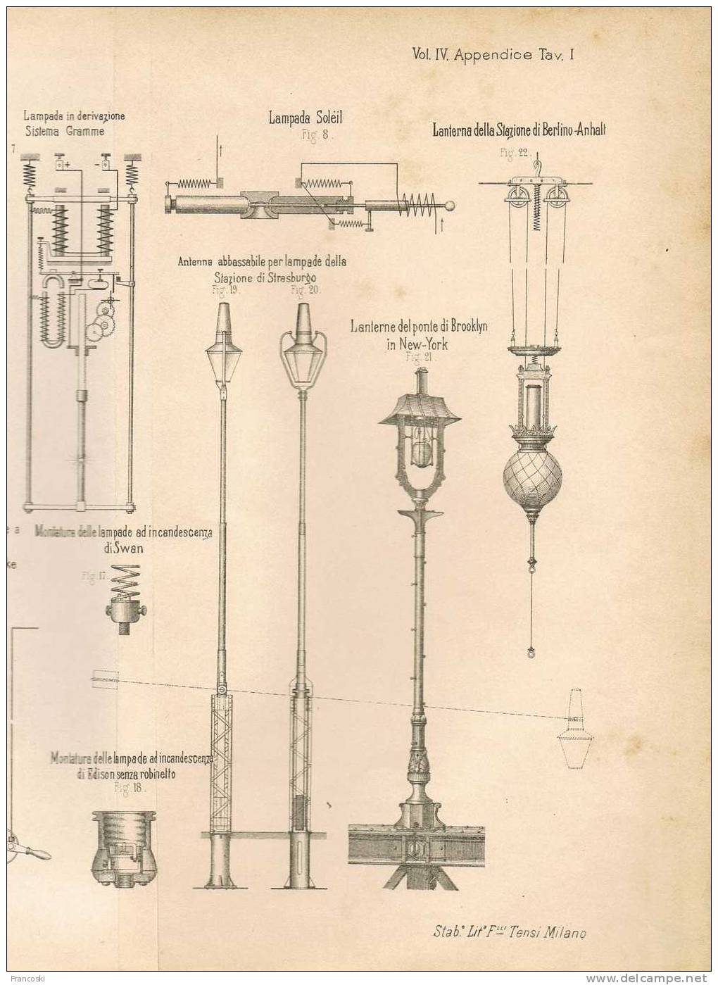 Lampade E Fanali Elettrici, Lampioni- LITHO 1894 - - Maschinen