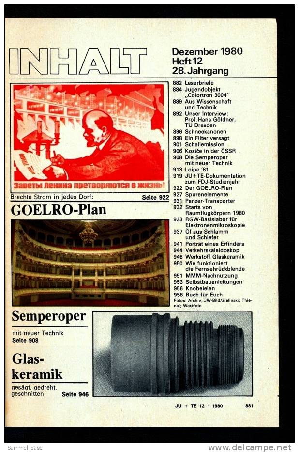 DDR Zeitschrift Jugend & Technik  , 12/1980  -  Loipe 81 , Semperoper Mit Neuer Technik - Kinder- & Jugendzeitschriften