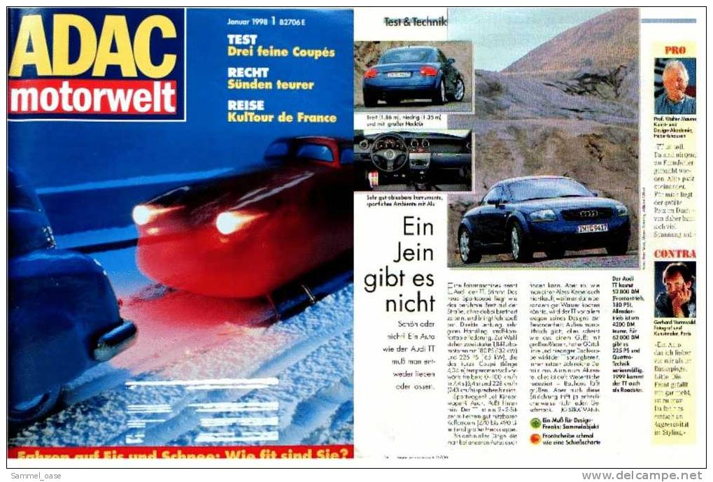 ADAC Motorwelt 1/1998  Mit :  Test : Drei Feine Coupes - Lancia K , Mercedes CLK , Peugeot 406 - Auto & Verkehr