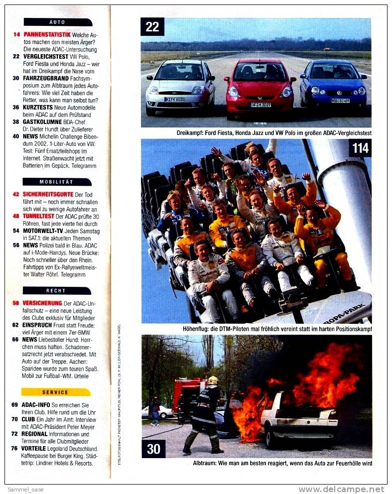 ADAC Motorwelt 5/2002  Mit :  Vergleichstest :  VW Polo - Ford Fiesta - Honda Jazz - Auto & Verkehr