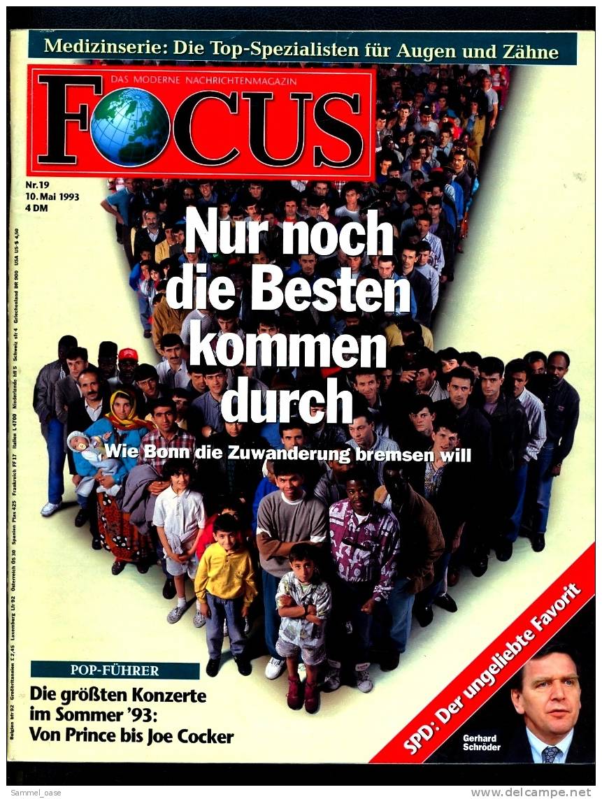 Focus Nr. 19 - 1993  -  Zuwanderung , Randale Um Gen-Rüben , Popsommer - Sonstige & Ohne Zuordnung