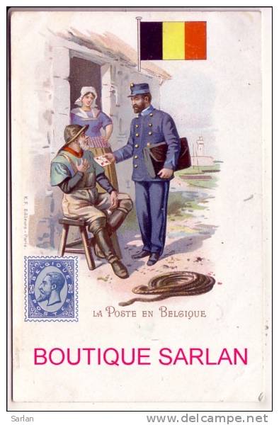 BELGIQUE , La Poste En BELGIQUE (drapeau Langage Facteur Timbre Stamp ) *4659 - Postal Services