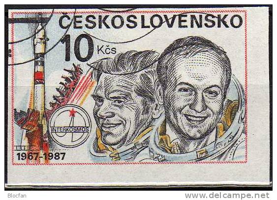 Motiv-Philatelie zur PRAGA 1988 CSSR 2908 I,II,Block 73+84 o 31€ E-Karte Kosmonaut Gubarow/Remek m/s bf Tschechoslowakei