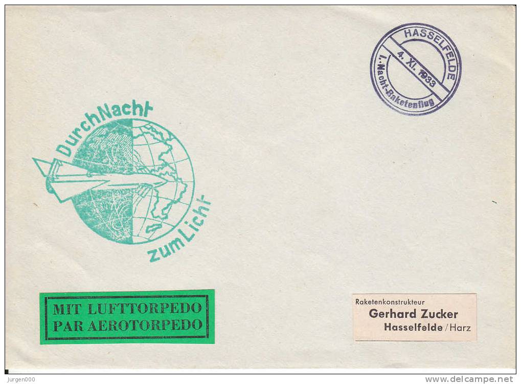 Rocketmail - Raketpost, Nacht Raketenstart Hasselfelde 1933 (X12739) - Sonstige (Luft)