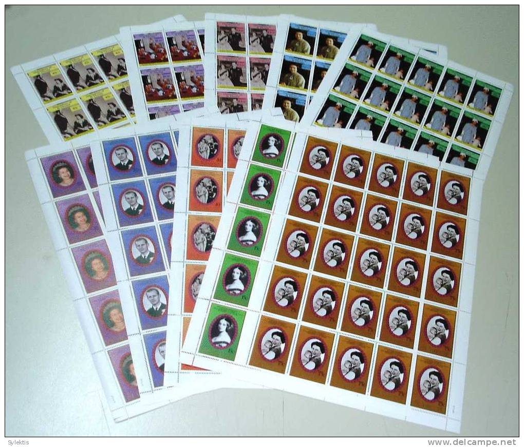 GRANADINES OF ST. VINCENT 40h WEDDING ANNIVERSARY QUEEN ELIZABETH II & VICTORIA PAIR MNH 10 SHEET OF 25 SET MNH - St.Vincent (1979-...)