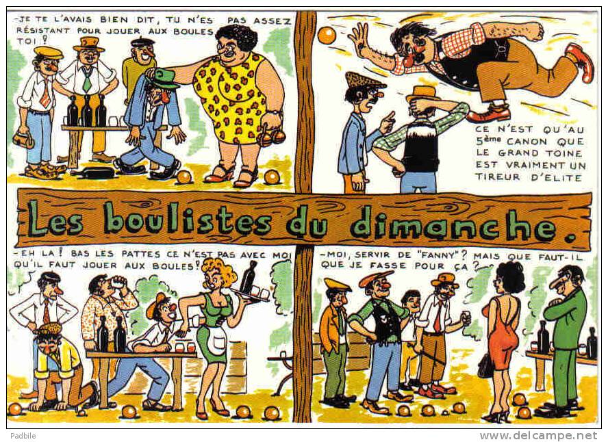 Carte Postale Pétanque Jeu De Boules Les Boulistes Du Dimanche Trés Beau Plan - Pétanque
