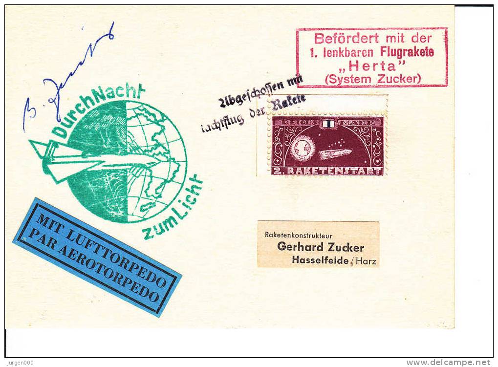 Rocketmail - Raketpost, Nacht Raketenstart Hasselfelde 1933, Zucker, Herta (X12789) - Altri (Aria)