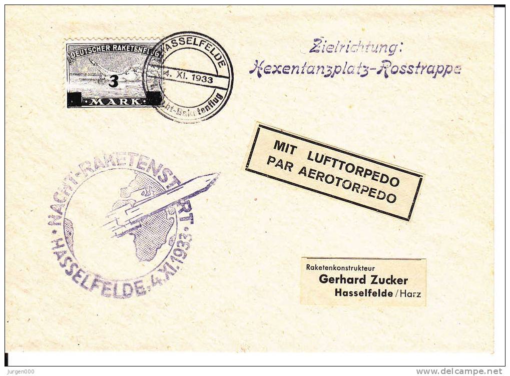 Rocketmail - Raketpost, Nacht Raketenstart Hasselfelde 1933, Hexentanzplatz Rosstrappe (X12817) - Altri (Aria)