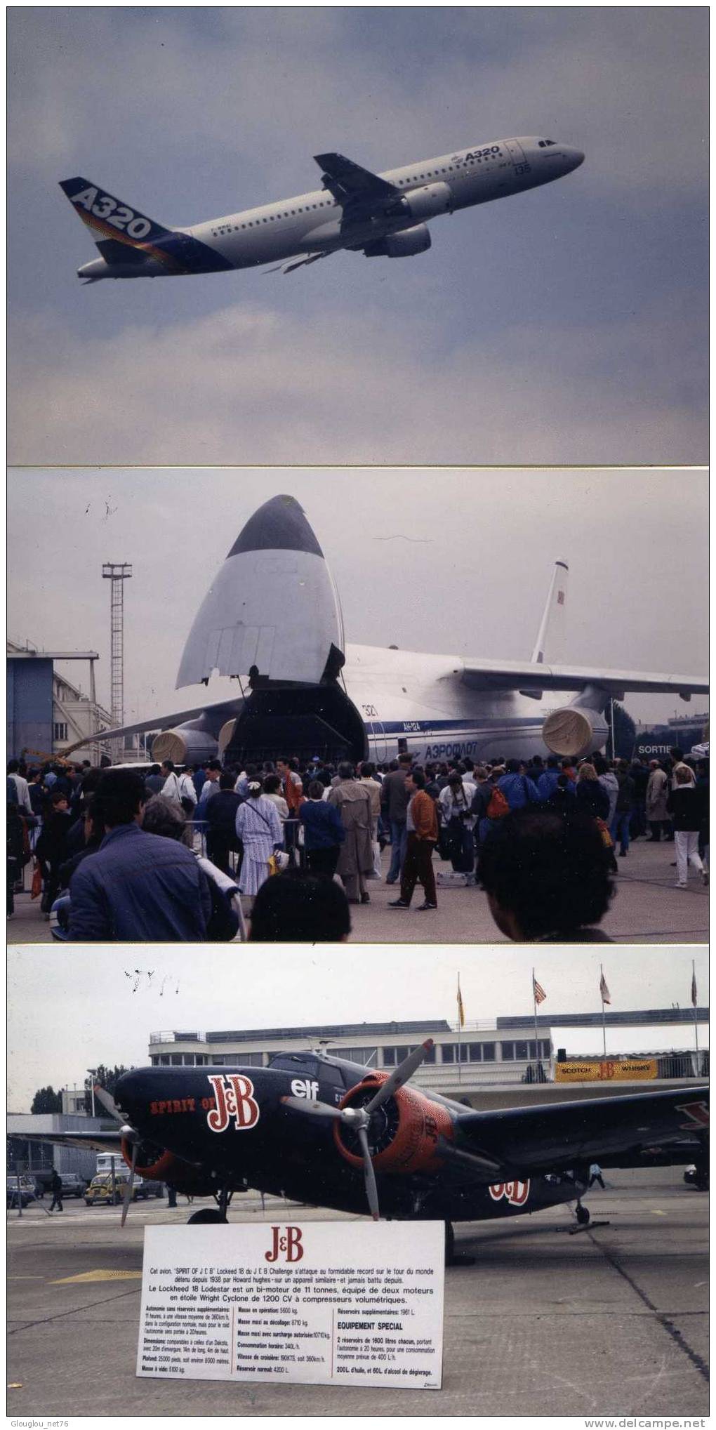 3 PHOTOS AMATEUR 14/9,7 CM PRISE EN 1987 AU BOURGET AVEC AVIONS   VOIR SCANER - 1946-....: Moderne