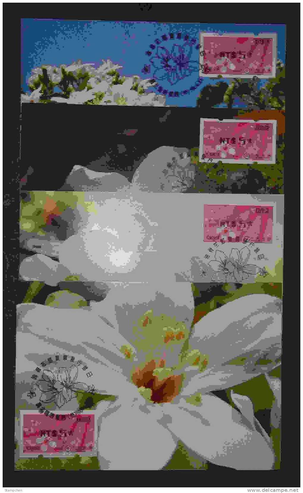 4 Maxi Cards 2009 ATM Frama Stamp- 2nd Blossoms Of Tung Tree - Black Imprint - Flower (A) - Timbres De Distributeurs [ATM]
