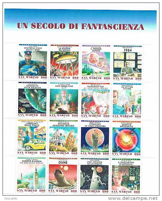 SAN MARINO - UNIF.BF60 FOGLIETTO - 1998  UN SECOLO DI FANTASCIENZA:  AUTORI E ROMANZI FAMOSI - NUOVO** - Blocks & Sheetlets