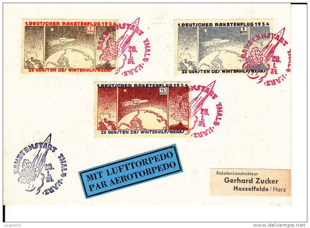 Rocketmail - Raketpost, Raketenstart Thals Harz 1934 (X12840) - Altri (Aria)