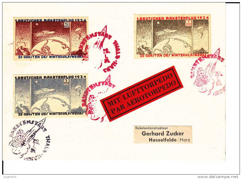 Rocketmail - Raketpost, Raketenstart Thale Harz 1934 (X12842) - Altri (Aria)