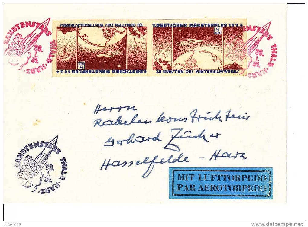 Rocketmail - Raketpost, Raketenstart Thale Harz 1934 (X12843) - Altri (Aria)
