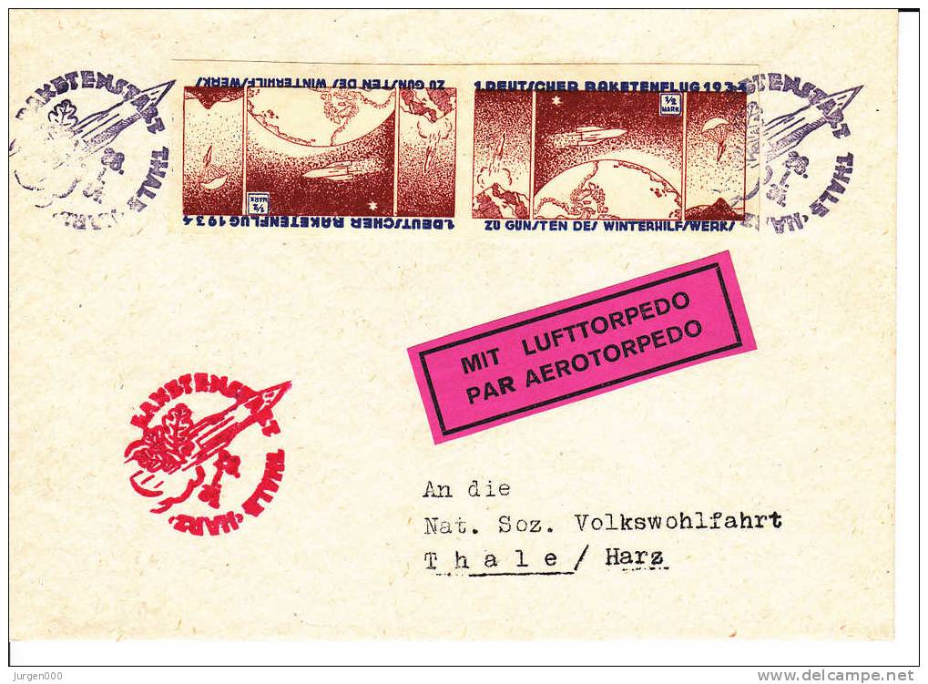 Rocketmail - Raketpost, Raketenstart Thale Harz 1934 (X12844) - Sonstige (Luft)