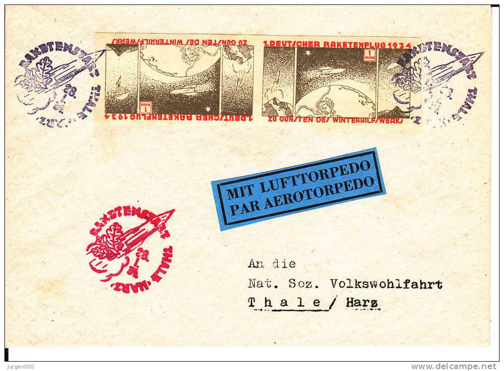 Rocketmail - Raketpost, Raketenstart Thale Harz 1934 (X12845) - Sonstige (Luft)