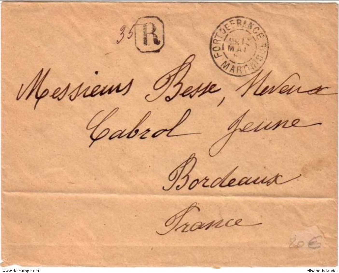 MARTINIQUE - 1914 - LETTRE RECOMMANDEE De Fort De France Pour Bordeaux - Brieven En Documenten