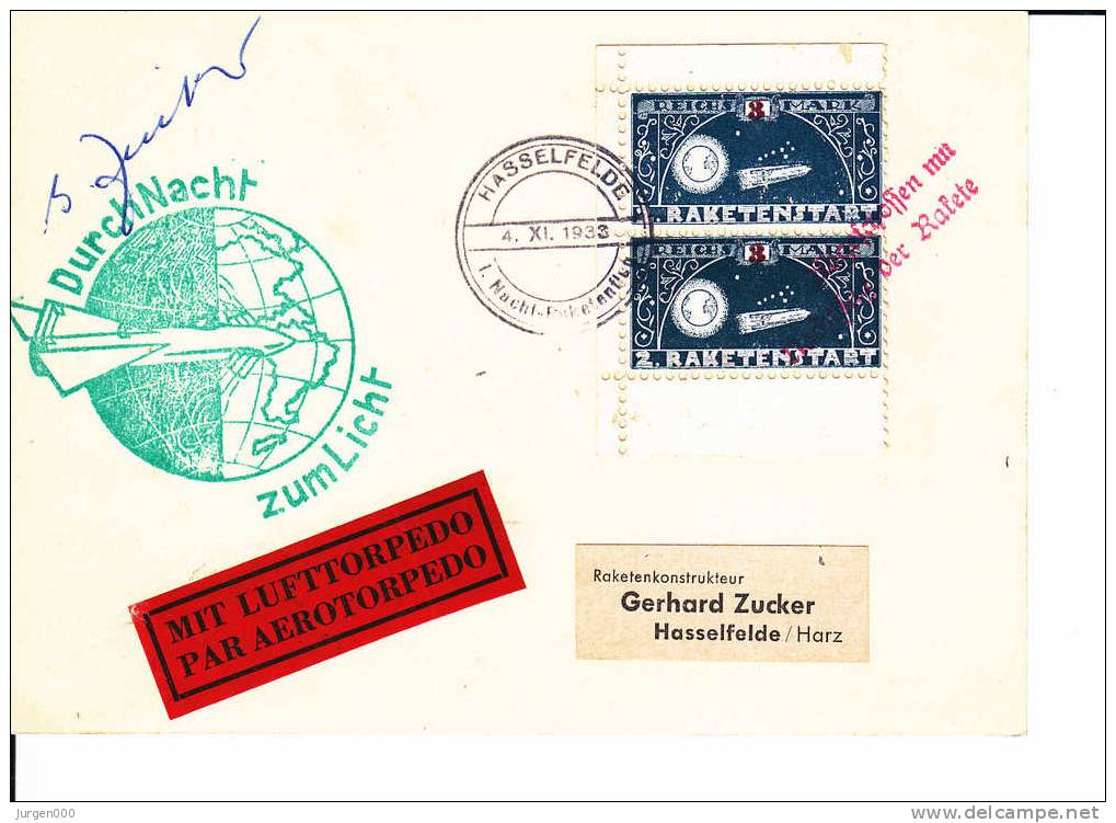 Rocketmail - Raketpost, Hasselfelde 1933, Zucker (X00298) - Altri (Aria)