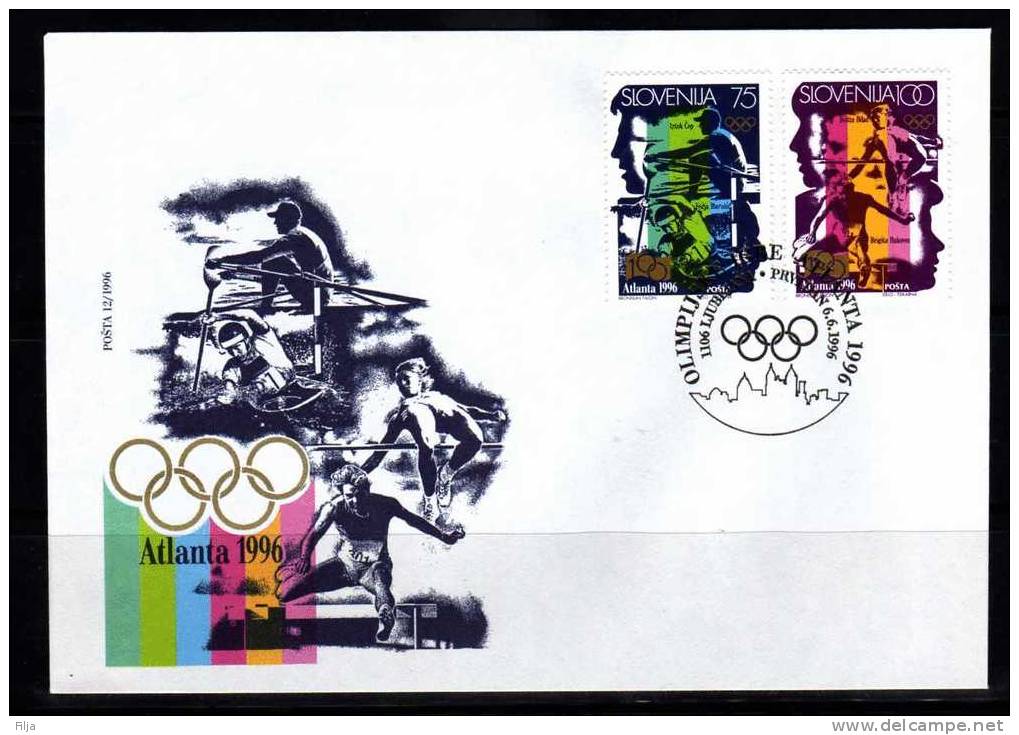 Slovenija 1996 Mi.No.-151-52 FDC Olympic Games - Zomer 1996: Atlanta