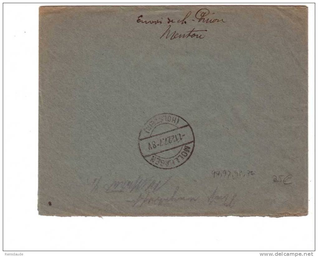 1927 - LETTRE RECOMMANDEE De MONTE-CARLO Pour Hambourg (ALLEMAGNE) - Poststempel