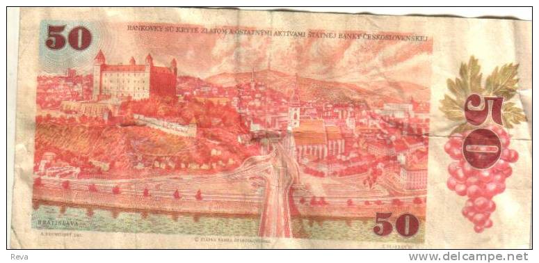 CZECHOSLOVAKIA  50 KORUN RED MAN FRONT TOWN LANDSCAPE BACK PREFIX F DATED 1987 P.96a  READ DESCRIPTION CAREFULLY !! !! - Czechoslovakia