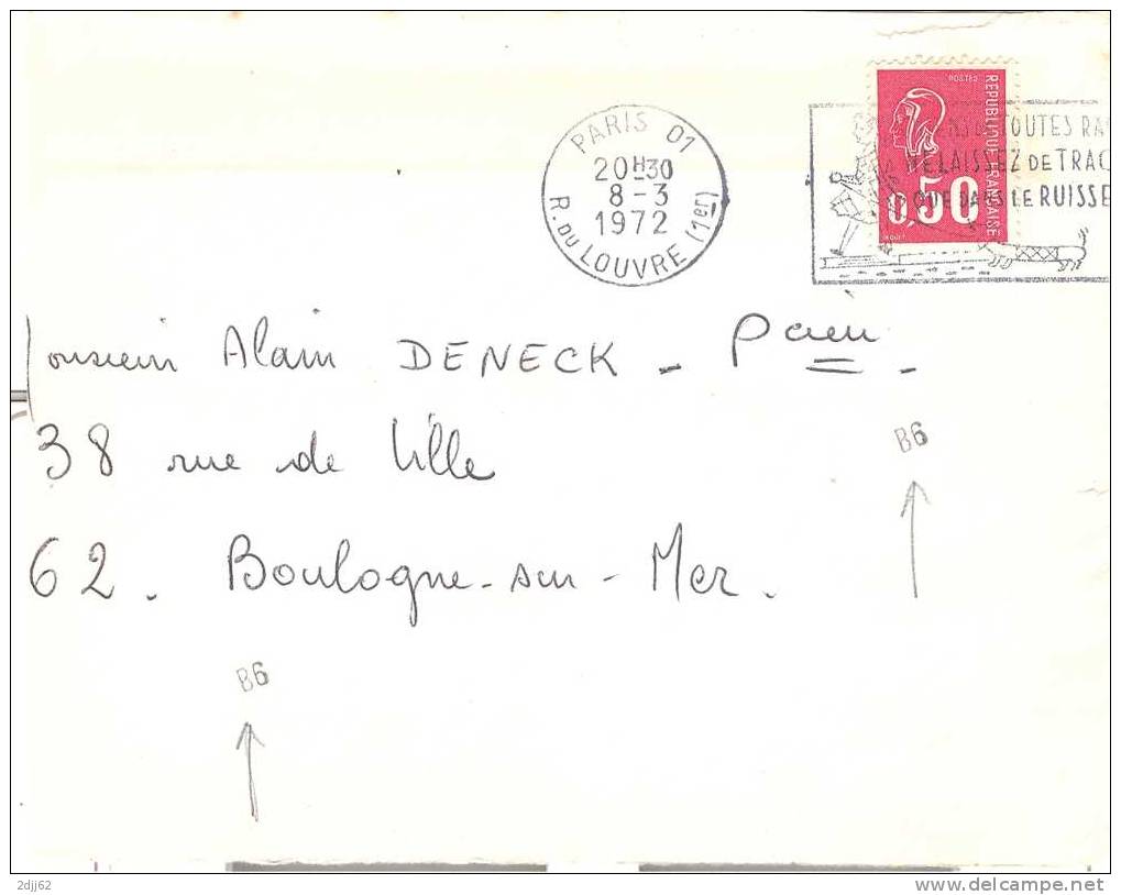 Marque De Tri Direct "B6", 1972 - Devant D'enveloppe   (F397) - Lettres & Documents