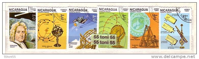 Nicaragua 1985 Cometa  Halley - Space Set Of 6v.-used - Südamerika