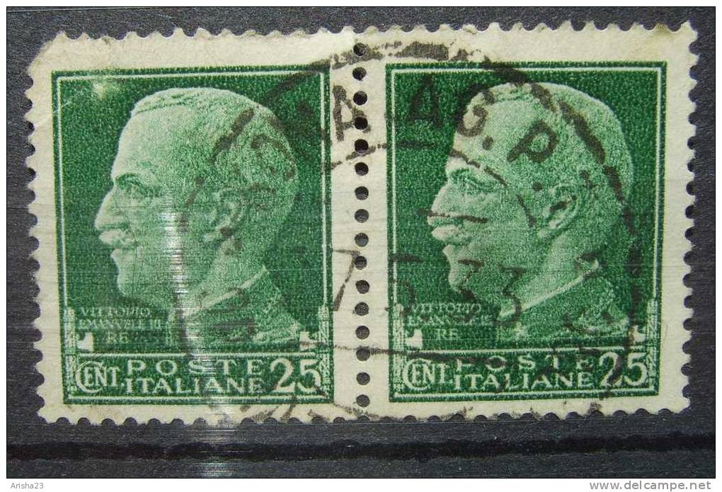 OS.1-9-2.  Italia, 1929 - 25 Cent - Set Of 2 - Crown - Usati