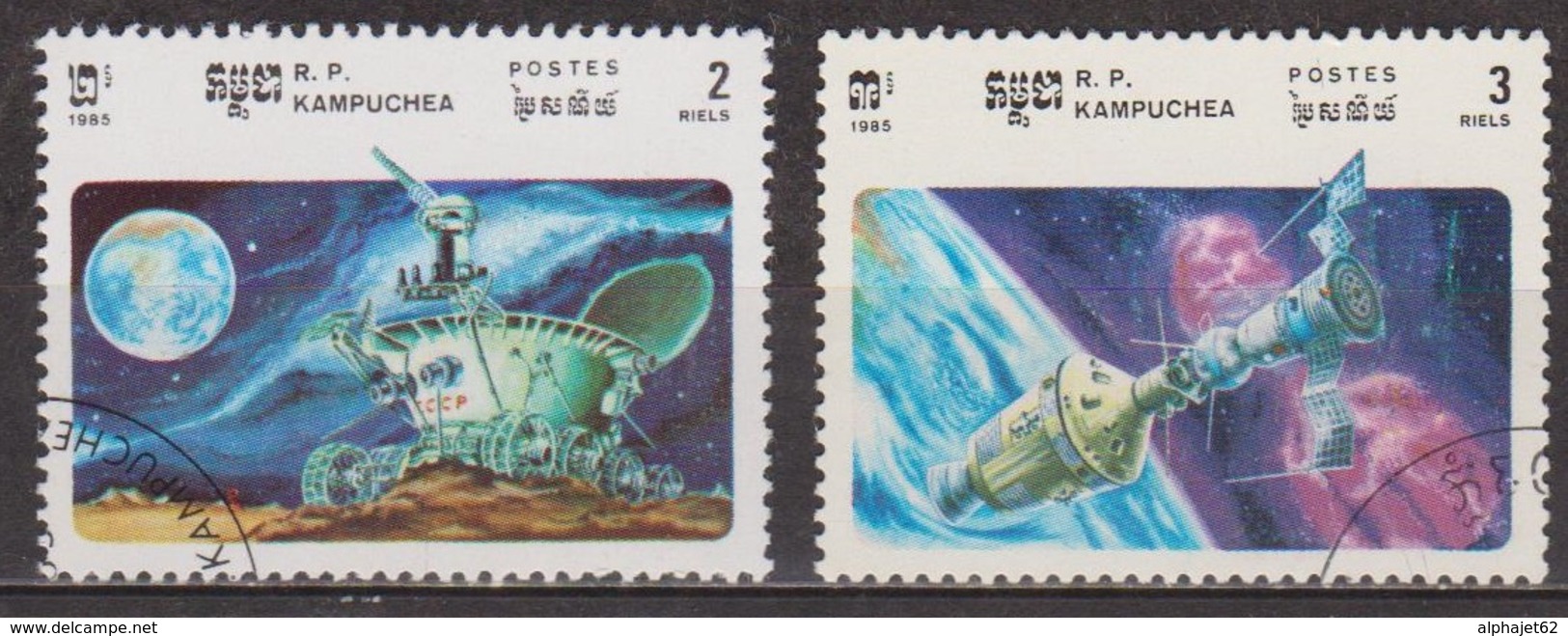 Sonde Vénus - KAMPUCHEA - Véhicule Lunaire Russe: Lunokhod - Conquète Spatiale - N° 541-542 - 1985 - Kampuchea