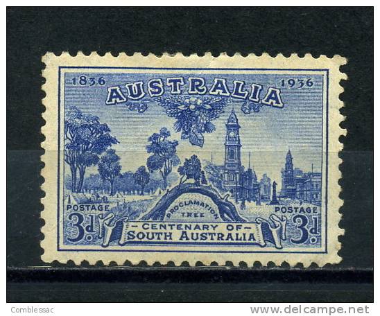 AUSTRALIA    1936      3d  Blue  Centenary  Of  South  Australia    USED - Usati