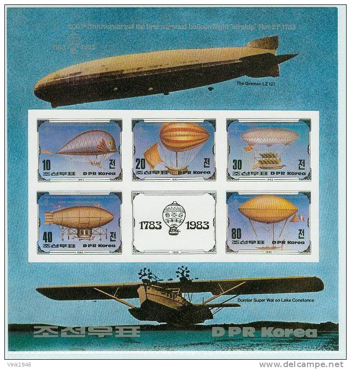 ZEPPELINS, Nrd Korea 1982, Postfris Zonder Plakker/MNH,ongetand Blok(B1015) - Zeppeline