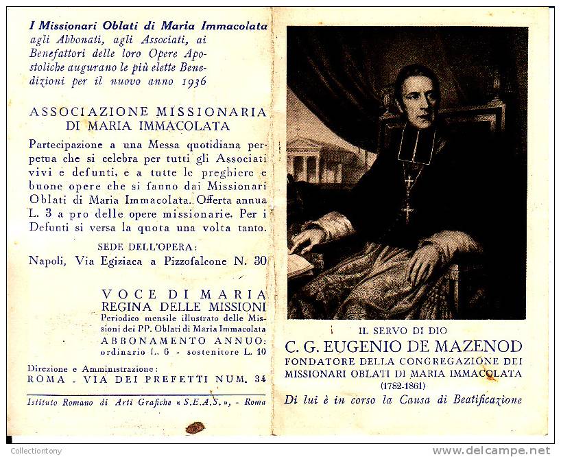 SANTINO - CALENDARIO 1936 - C.G. EUGENIO DE MAZENOD - Godsdienst & Esoterisme