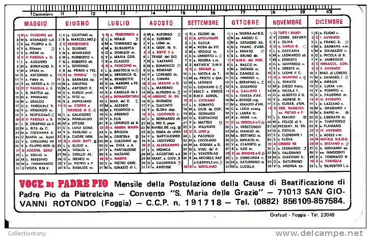 SANTINO - CALENDARIO 1979 - PADRE PIO DA PIETRALCINA ( IN PLASTICA) - Religión & Esoterismo