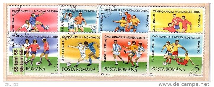 ROMANIA 1990  Football World Cup – Italia 8v-used/oblitere (O) - 1990 – Italia