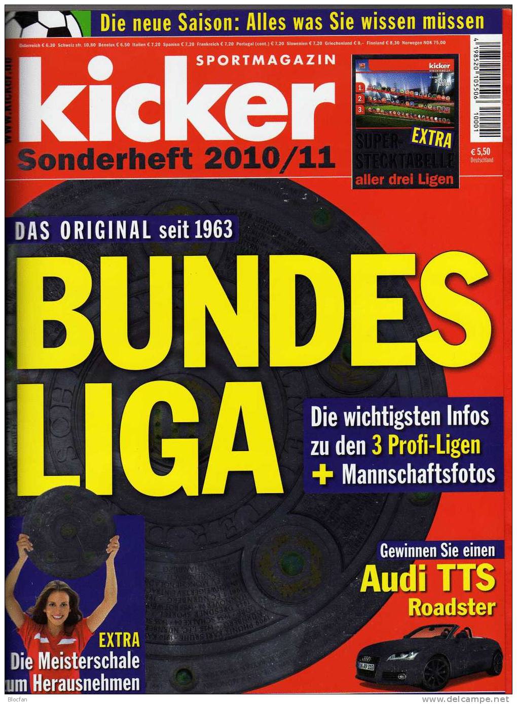 Meister FC Bayern München und neuer KICKER 2010/11 25€ Telecard M 05/2003 Meisterschaft 1971/72